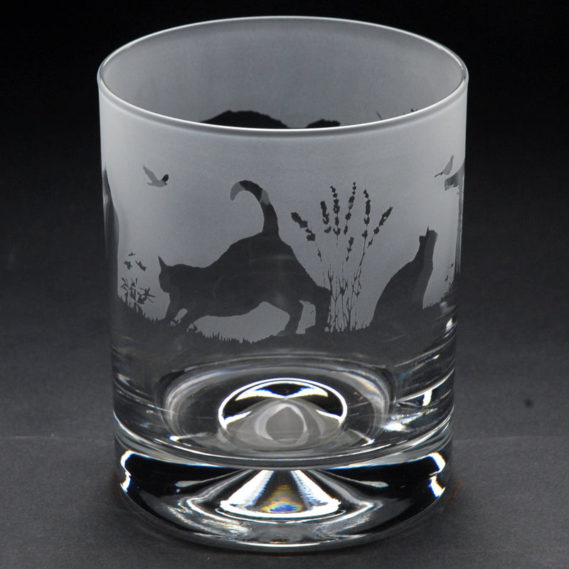 Cat | Whisky Tumbler Glass | Engraved British Made Cat | Whisky Tumbler Glass | Engraved by Glyptic Glass Art