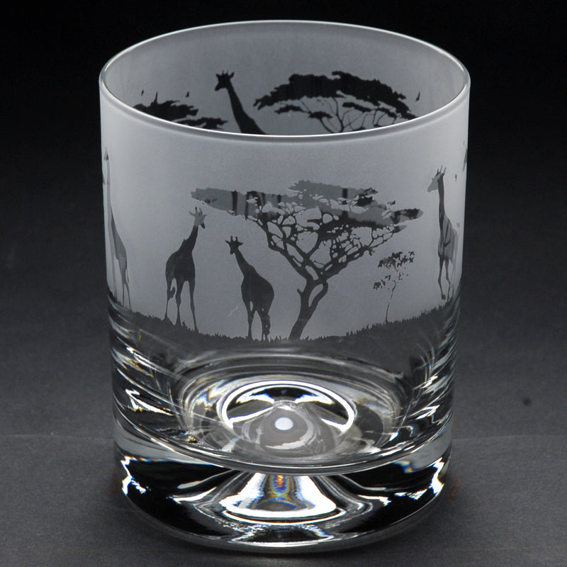 Giraffe | Whisky Tumbler Glass | Engraved British Made Giraffe | Whisky Tumbler Glass | Engraved by Glyptic Glass Art