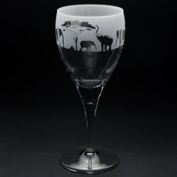 Elephant | Crystal Wine Glass | Engraved British Made Elephant | Crystal Wine Glass | Engraved by Glyptic Glass Art