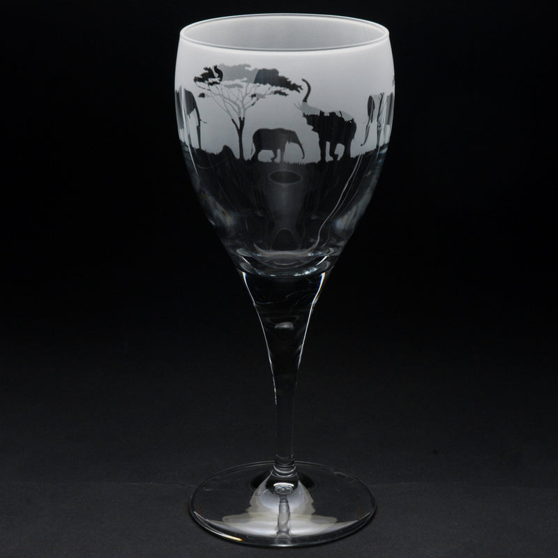 Elephant | Crystal Wine Glass | Engraved British Made Elephant | Crystal Wine Glass | Engraved by Glyptic Glass Art