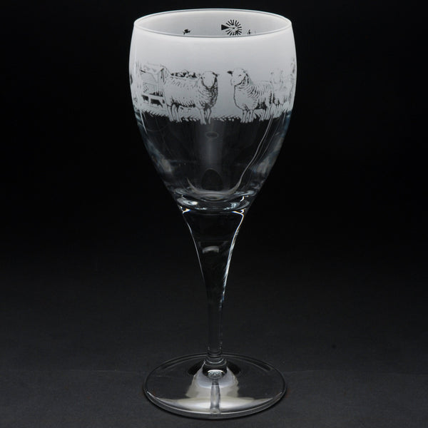 Farm Animals | Crystal Wine Glass | Engraved by Glyptic Glass Art
