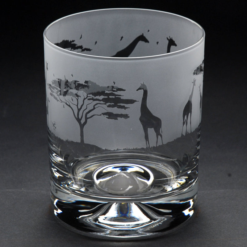 Giraffe | Whisky Tumbler Glass | Engraved British Made Giraffe | Whisky Tumbler Glass | Engraved by Glyptic Glass Art