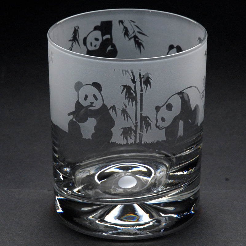 Panda | Whisky Tumbler Glass | Engraved British Made Panda | Whisky Tumbler Glass | Engraved by Glyptic Glass Art