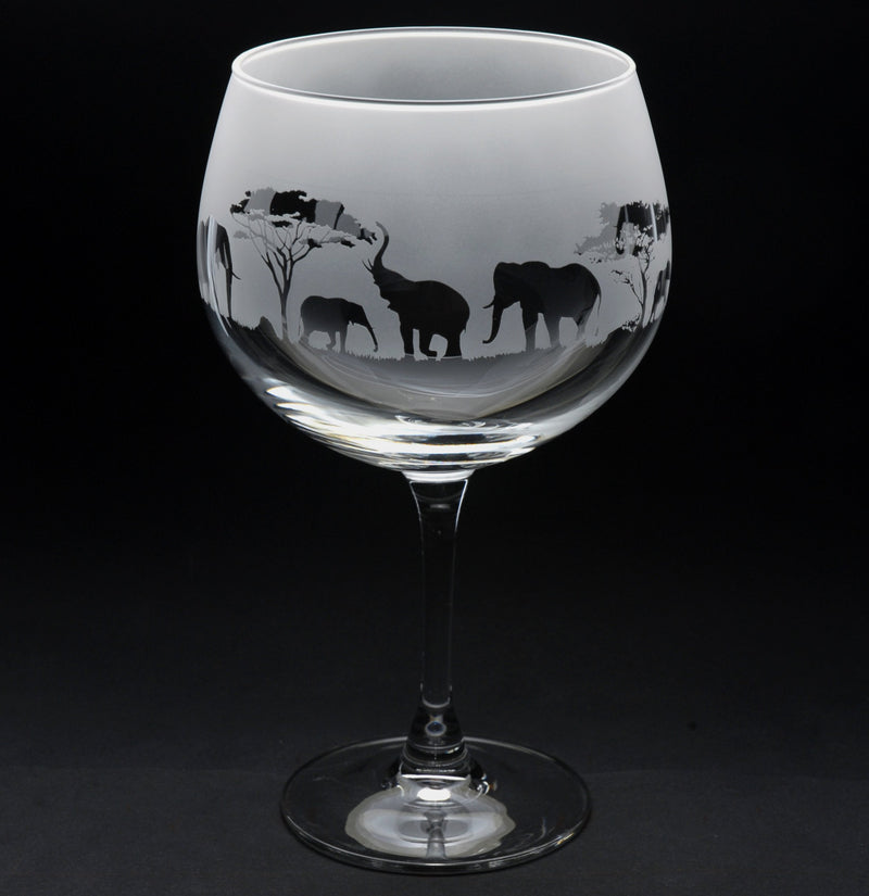 Elephant | Gin Glass | Engraved British Made Elephant | Gin Glass | Engraved by Glyptic Glass Art