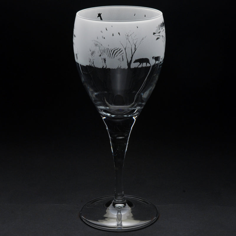 Safari | Crystal Wine Glass | Engraved British Made Safari | Crystal Wine Glass | Engraved by Glyptic Glass Art