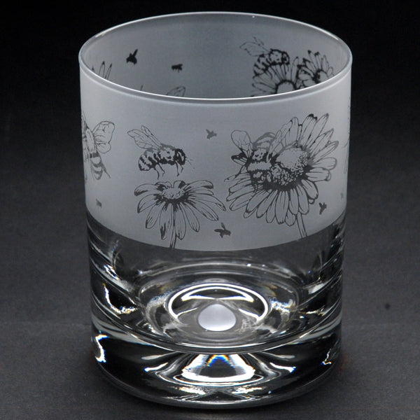 Bee | Whisky Tumbler Glass | Engraved by Glyptic Glass Art