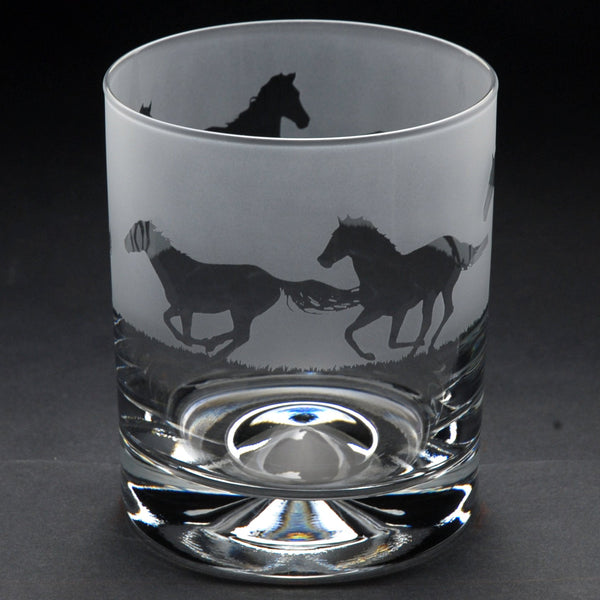 Galloping Horse | Whisky Tumbler Glass | Engraved by Glyptic Glass Art