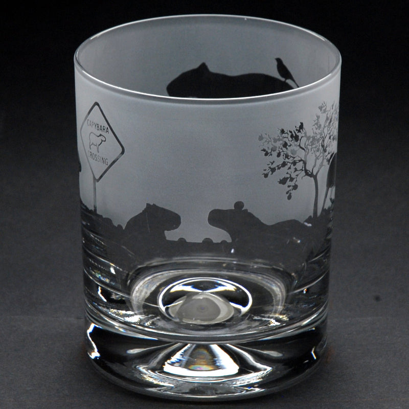 Capybara | Whisky Tumbler Glass | Engraved British Made Capybara | Whisky Tumbler Glass | Engraved by Glyptic Glass Art