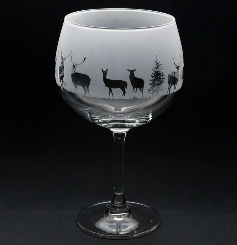 Stag | Gin Glass | Engraved British Made Stag | Gin Glass | Engraved by Glyptic Glass Art