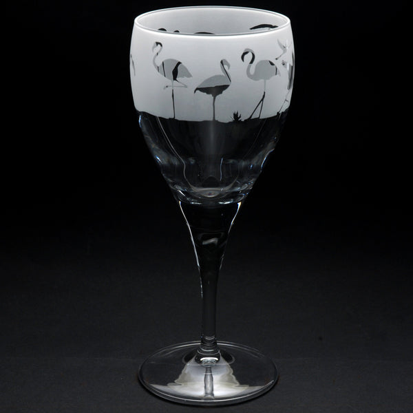 Flamingo | Crystal Wine Glass | Engraved by Glyptic Glass Art