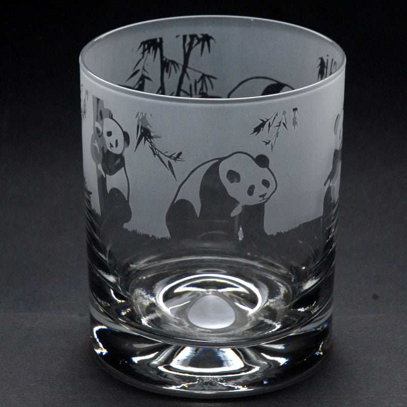 Panda | Whisky Tumbler Glass | Engraved British Made Panda | Whisky Tumbler Glass | Engraved by Glyptic Glass Art