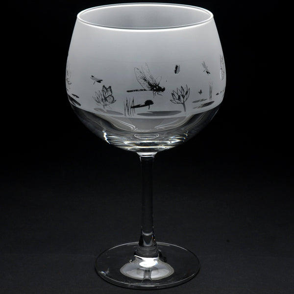 Butterfly & Dragonfly | Gin Glass | Engraved by Glyptic Glass Art