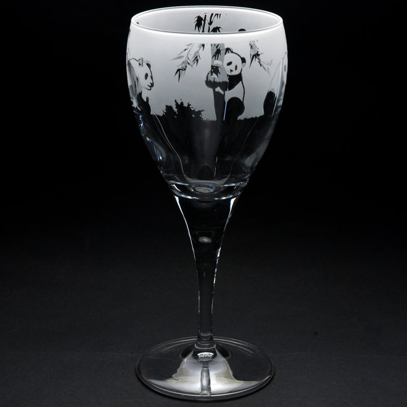 Panda | Crystal Wine Glass | Engraved British Made Panda | Crystal Wine Glass | Engraved by Glyptic Glass Art