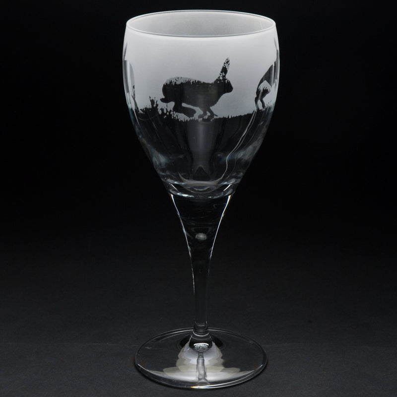 Hare | Crystal Wine Glass | Engraved British Made Hare | Crystal Wine Glass | Engraved by Glyptic Glass Art