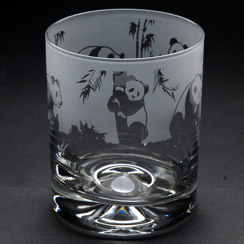 Panda | Whisky Tumbler Glass | Engraved British Made Panda | Whisky Tumbler Glass | Engraved by Glyptic Glass Art