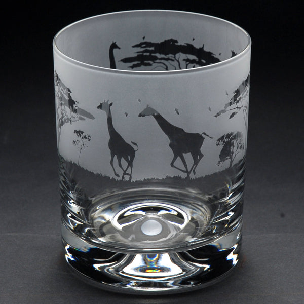 Giraffe | Whisky Tumbler Glass | Engraved by Glyptic Glass Art