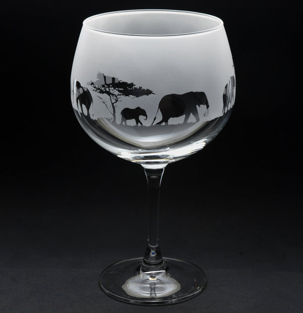 Elephant | Gin Glass | Engraved by Glyptic Glass Art
