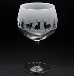 Stag | Gin Glass | Engraved British Made Stag | Gin Glass | Engraved by Glyptic Glass Art