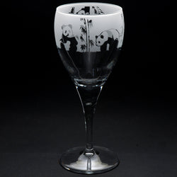 Panda | Crystal Wine Glass | Engraved British Made Panda | Crystal Wine Glass | Engraved by Glyptic Glass Art