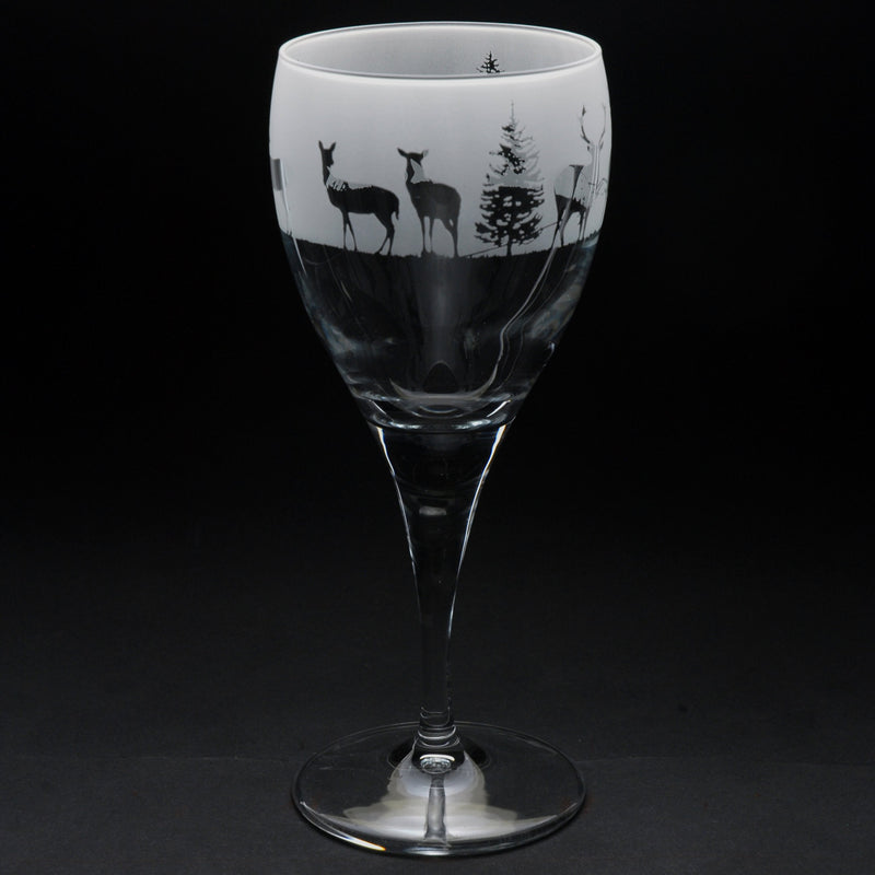 Stag | Crystal Wine Glass | Engraved British Made Stag | Crystal Wine Glass | Engraved by Glyptic Glass Art