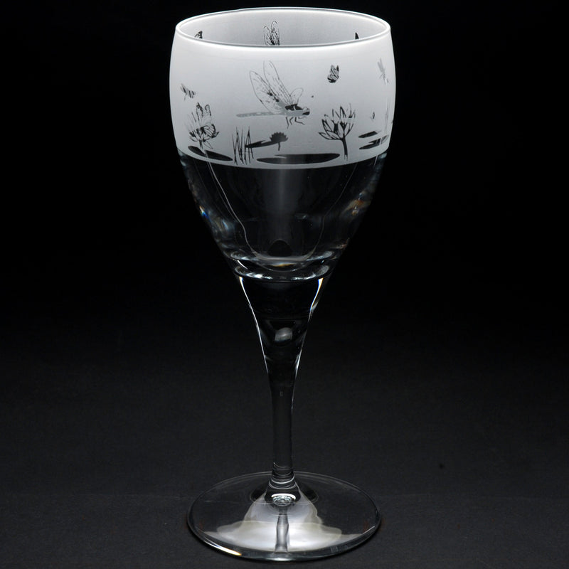 Butterfly & Dragonfly | Crystal Wine Glass | Engraved British Made Butterfly & Dragonfly | Crystal Wine Glass | Engraved by Glyptic Glass Art