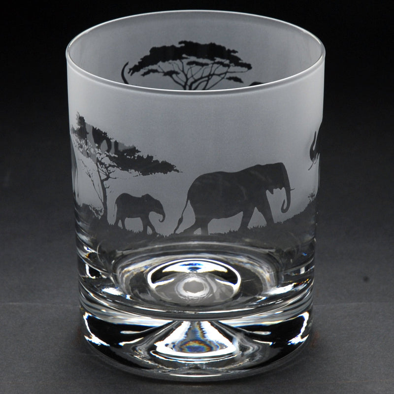 Elephant | Whisky Tumbler Glass | Engraved British Made Elephant | Whisky Tumbler Glass | Engraved by Glyptic Glass Art