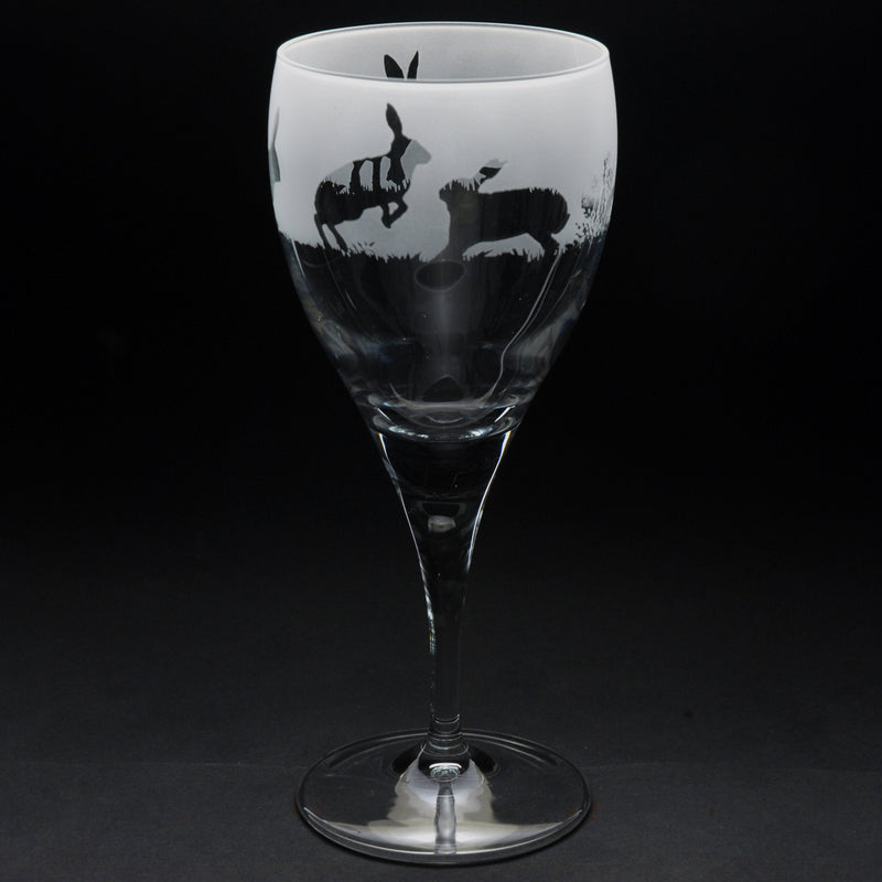 Hare | Crystal Wine Glass | Engraved British Made Hare | Crystal Wine Glass | Engraved by Glyptic Glass Art