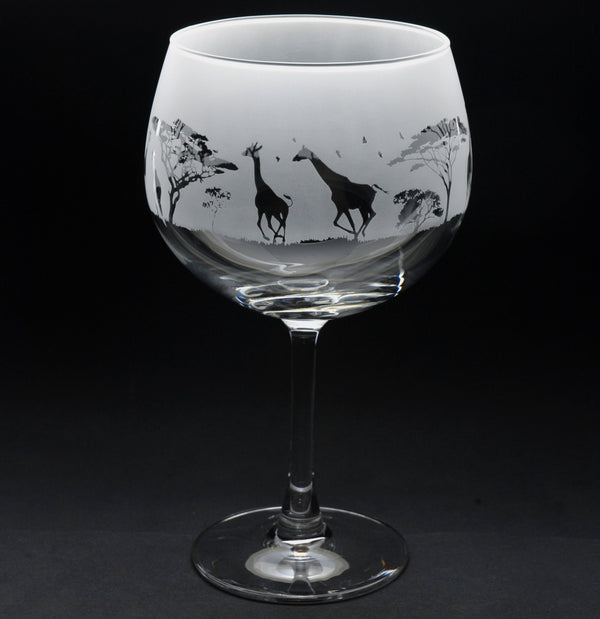 Giraffe | Gin Glass | Engraved by Glyptic Glass Art