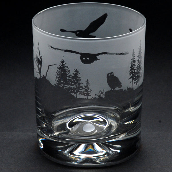 Owl | Whisky Tumbler Glass | Engraved by Glyptic Glass Art
