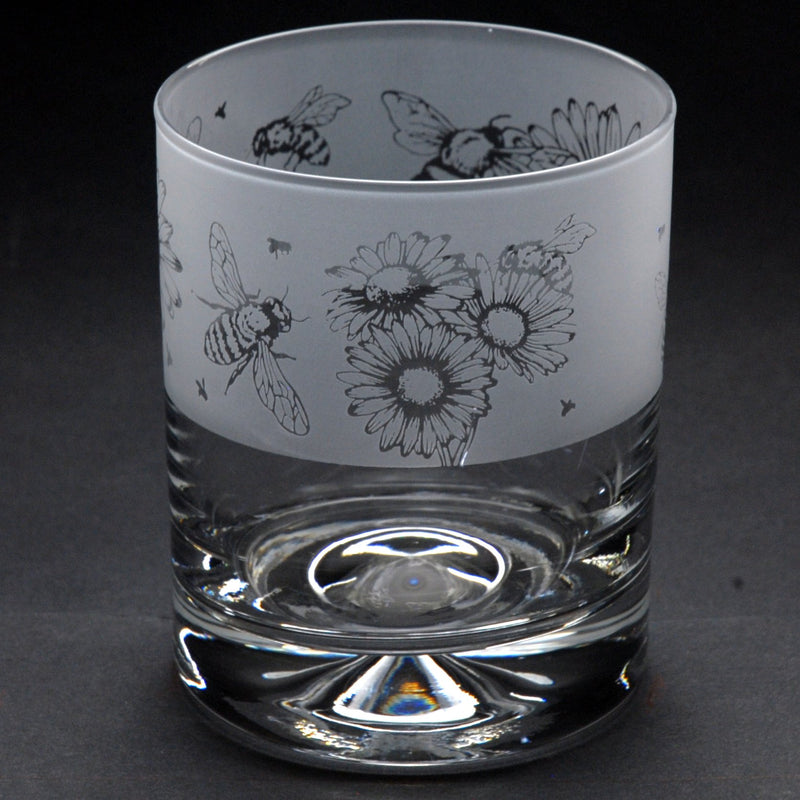 Bee | Whisky Tumbler Glass | Engraved British Made Bee | Whisky Tumbler Glass | Engraved by Glyptic Glass Art