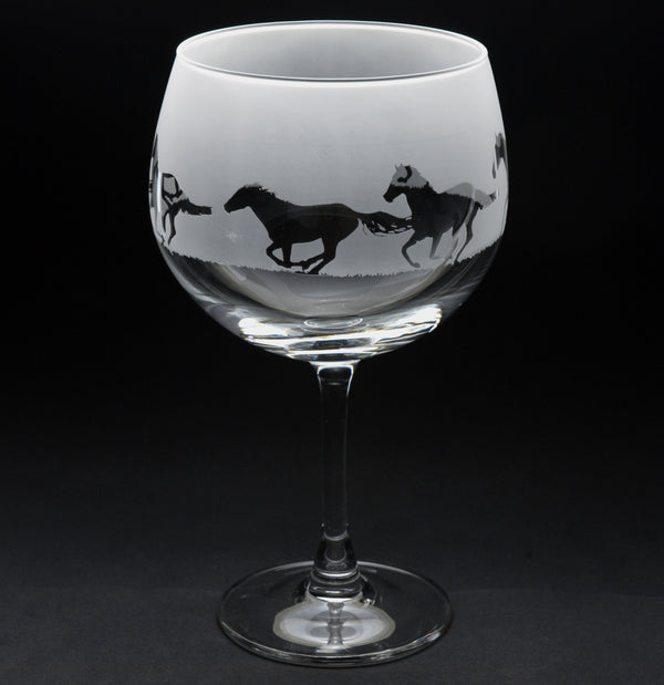 Galloping Horse | Gin Glass | Engraved by Glyptic Glass Art