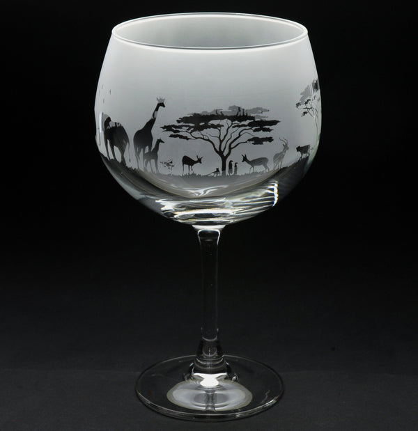 Safari | Gin Glass | Engraved by Glyptic Glass Art