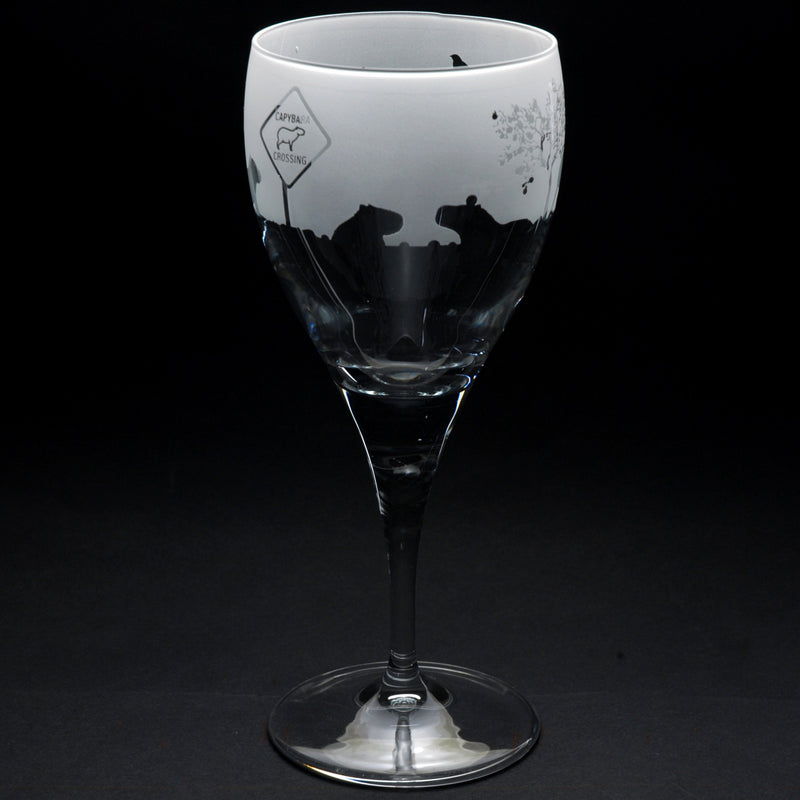 Capybara | Crystal Wine Glass | Engraved British Made Capybara | Crystal Wine Glass | Engraved by Glyptic Glass Art