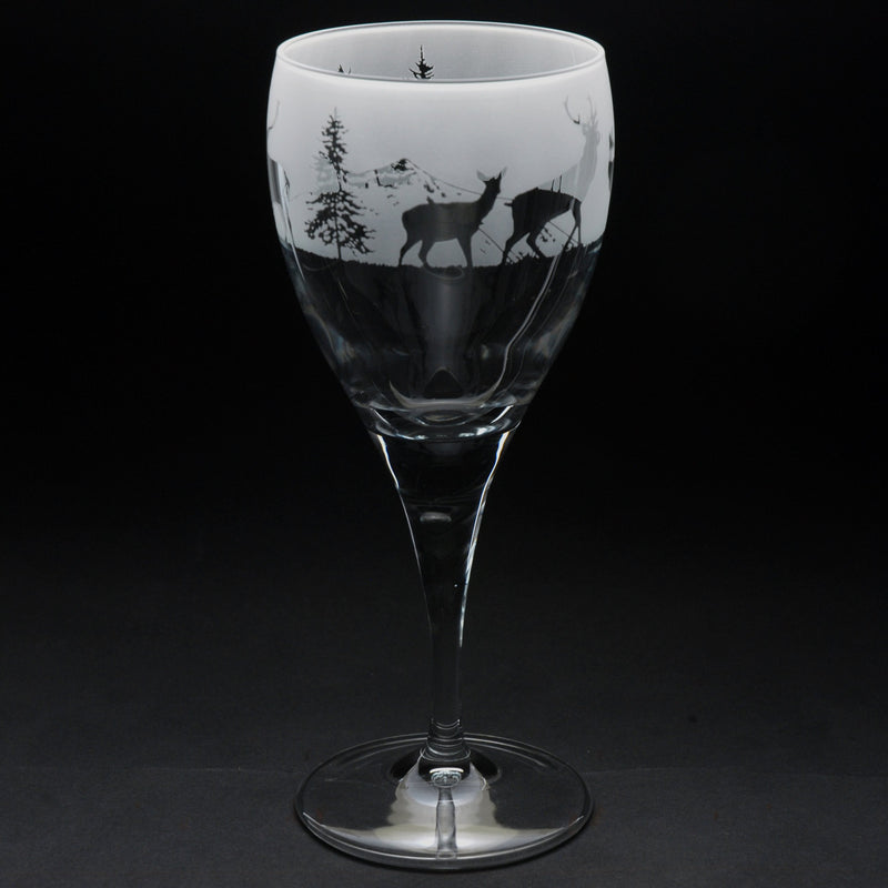 Stag | Crystal Wine Glass | Engraved British Made Stag | Crystal Wine Glass | Engraved by Glyptic Glass Art