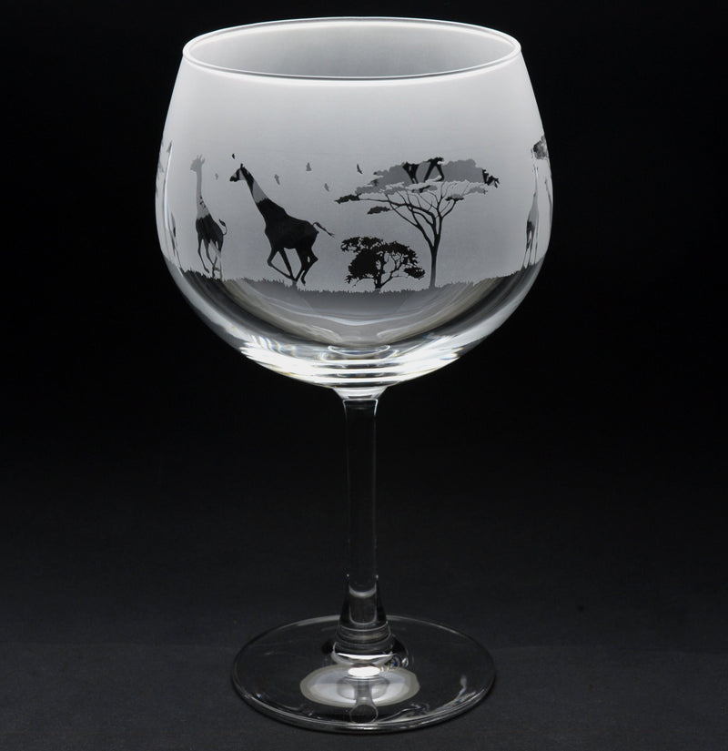 Giraffe | Gin Glass | Engraved British Made Giraffe | Gin Glass | Engraved by Glyptic Glass Art