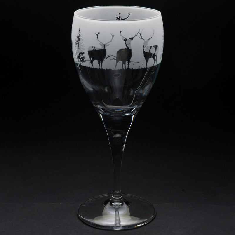 Stag | Crystal Wine Glass | Engraved British Made Stag | Crystal Wine Glass | Engraved by Glyptic Glass Art