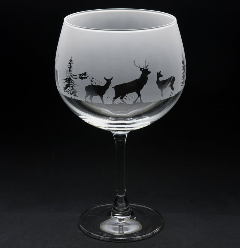 Stag | Gin Glass | Engraved British Made Stag | Gin Glass | Engraved by Glyptic Glass Art