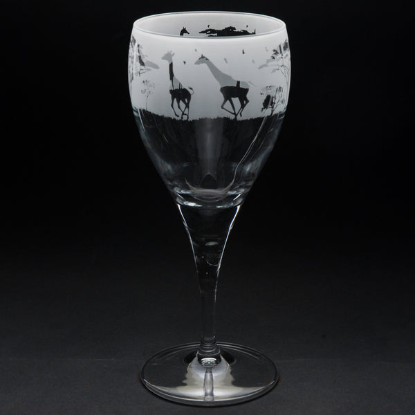 Giraffe | Crystal Wine Glass | Engraved by Glyptic Glass Art