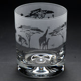 Giraffe | Whisky Tumbler Glass | Engraved British Made Giraffe | Whisky Tumbler Glass | Engraved by Glyptic Glass Art