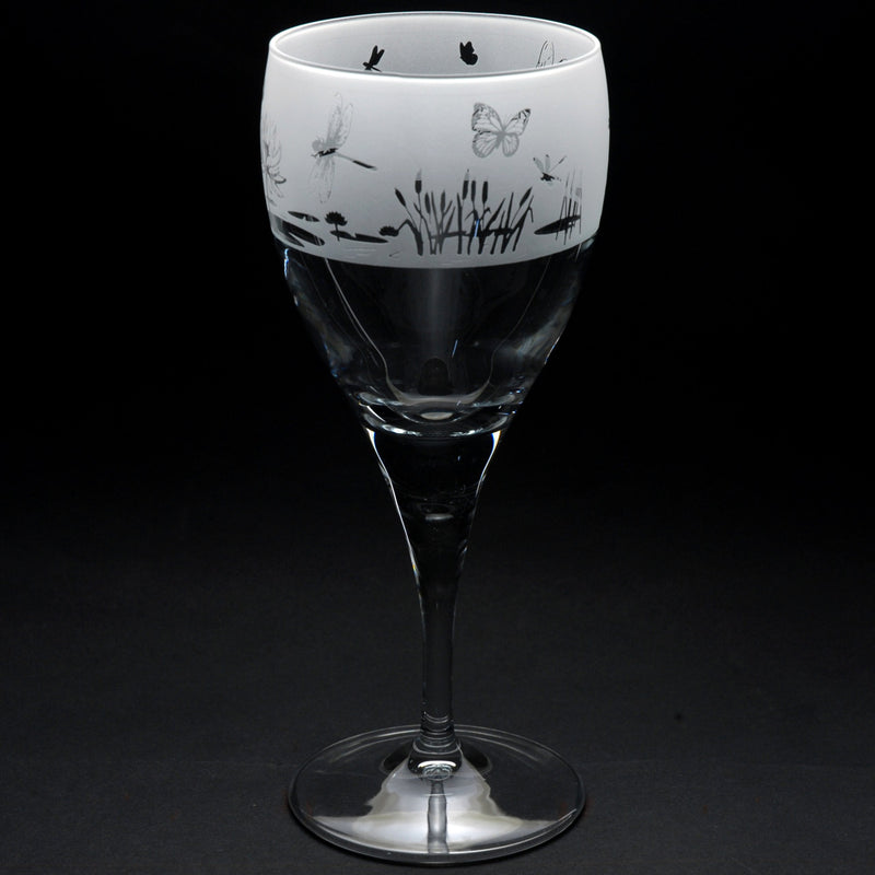 Butterfly & Dragonfly | Crystal Wine Glass | Engraved British Made Butterfly & Dragonfly | Crystal Wine Glass | Engraved by Glyptic Glass Art