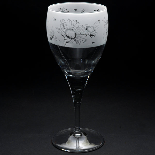Bee | Crystal Wine Glass | Engraved by Glyptic Glass Art