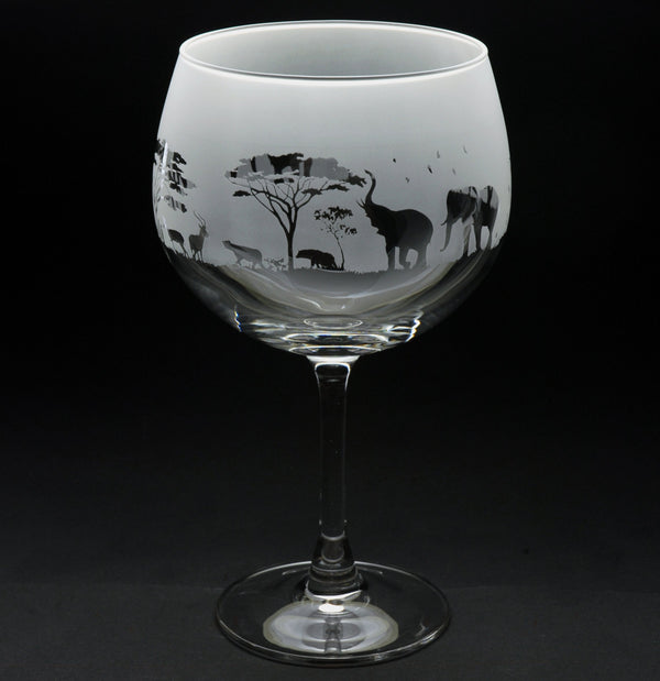 Safari | Gin Glass | Engraved by Glyptic Glass Art