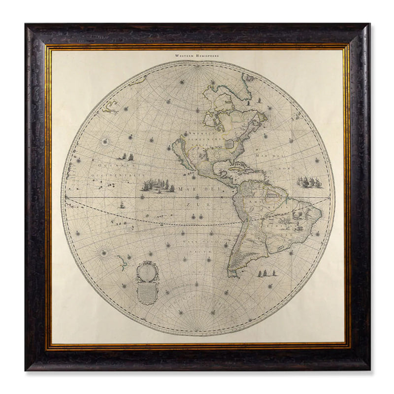 C.1660 Map of the World in Two Hemispheres Framed Print British Made C.1660 Map of the World in Two Hemispheres Framed Print by T A Interiors