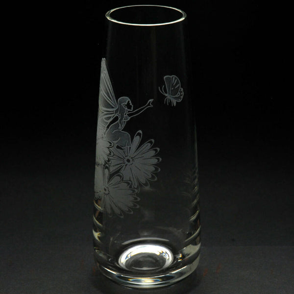 Fairy & Butterfly | 15cm Vase | Engraved by Glyptic Glass Art