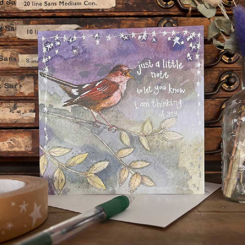 Thinking of you Nightingale card British Made Thinking of you Nightingale card by Alex Clark Art