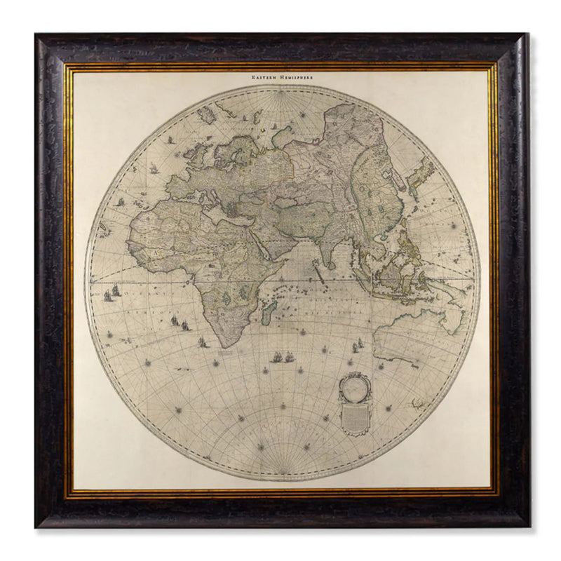 C.1660 Map of the World in Two Hemispheres Framed Print British Made C.1660 Map of the World in Two Hemispheres Framed Print by T A Interiors