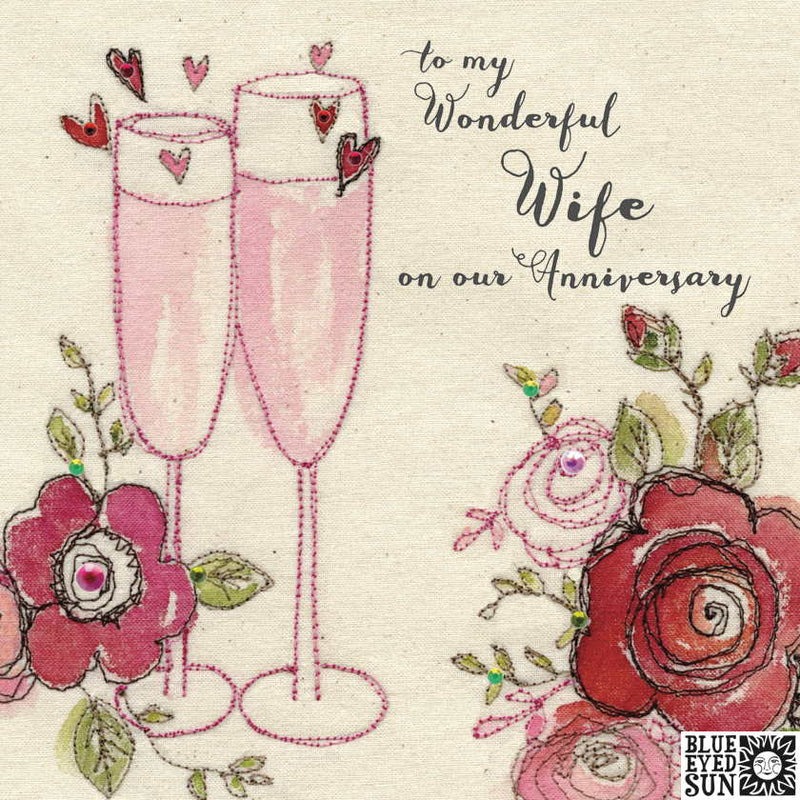 Wife Anniversary Card - Broderie British Made Wife Anniversary Card - Broderie by Blue Eyed Sun