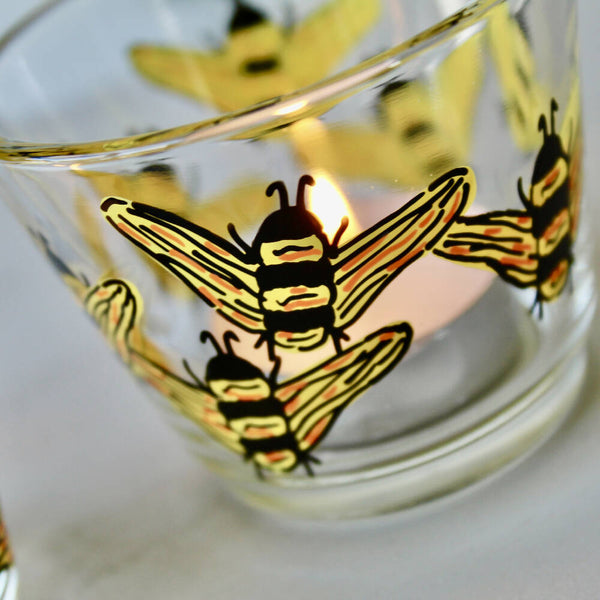 Bumble Bee Hand Painted Tea Light Holders by Samara Ball