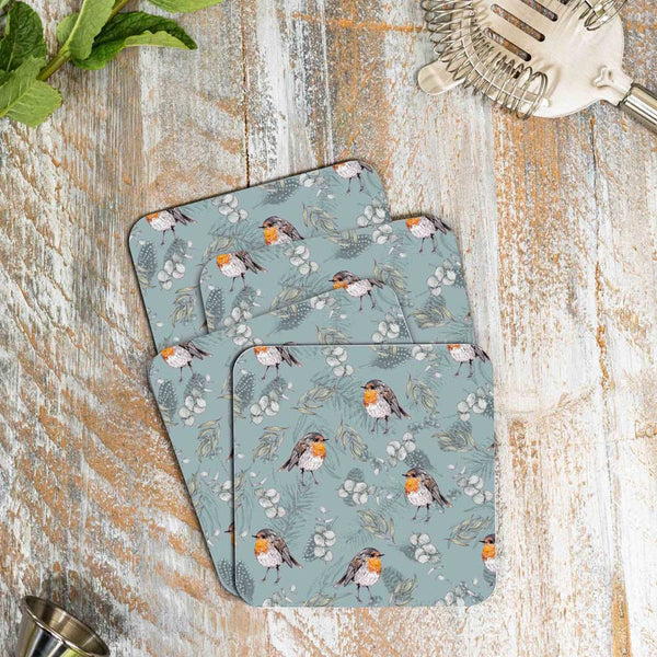 Robin & Eucalyptus Coaster Set of 4 by Toasted Crumpet