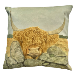 Highland Cow Cushion British Made Highland Cow Cushion by Mosney Mill